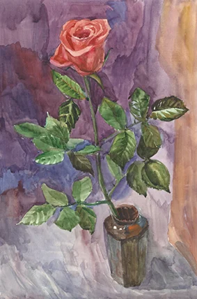 Акварельный этюд розы