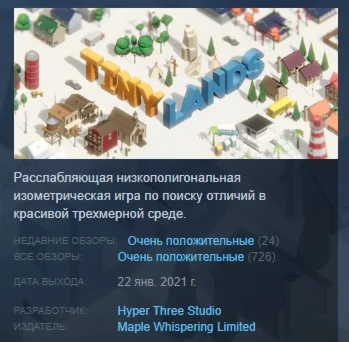 Tiny Lands STEAM KEY РФ+СНГ СТИМ КЛЮЧ ЛИЦЕНЗИЯ