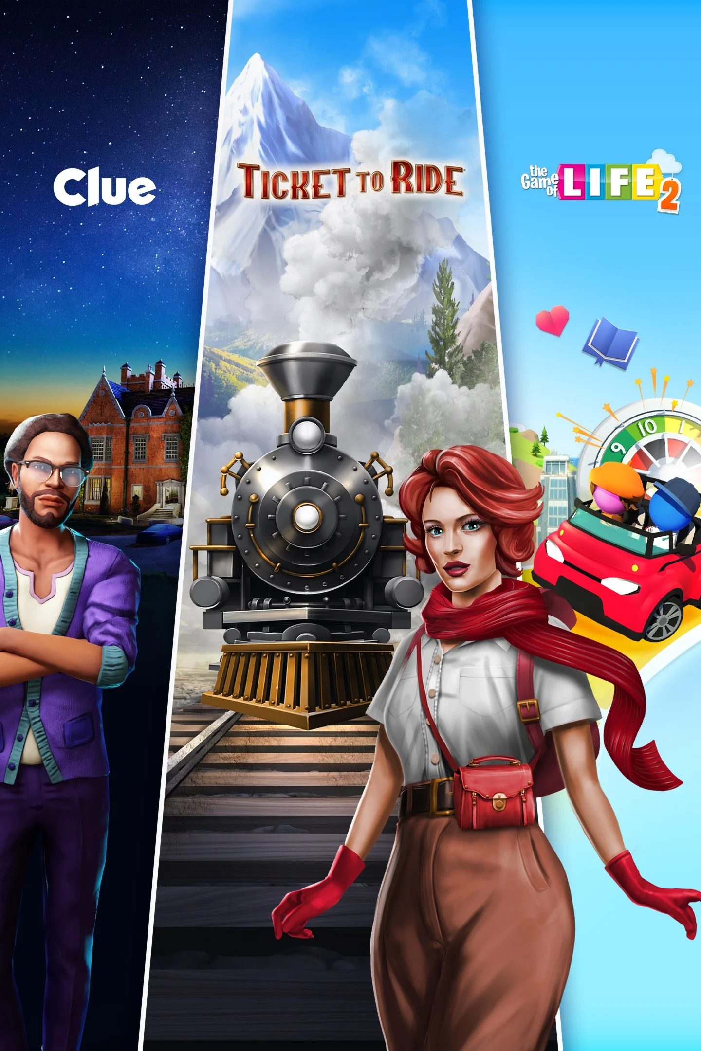 Ticket to Ride, Clue and The Game of Life 2 - Classic