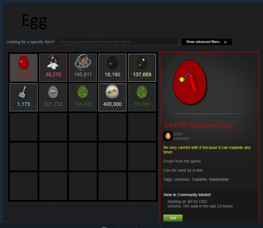 Steam inventory items