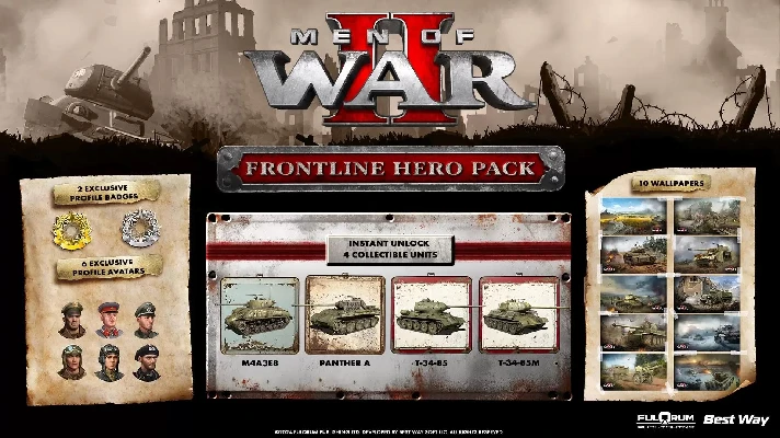 DLC Men of War II - Frontline Hero Pack STEAM KEY🔑