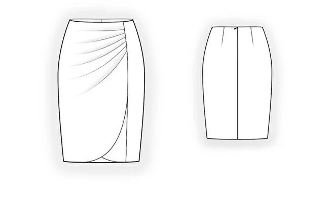 Выкройка юбки из трикотажа. Размер 44.