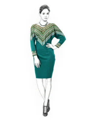 Готовая выкройка. Платье с рукавом летучая мышь р.48