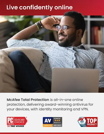 McAfee Total Protection 2026 Antivirus 1 Year 1 Device