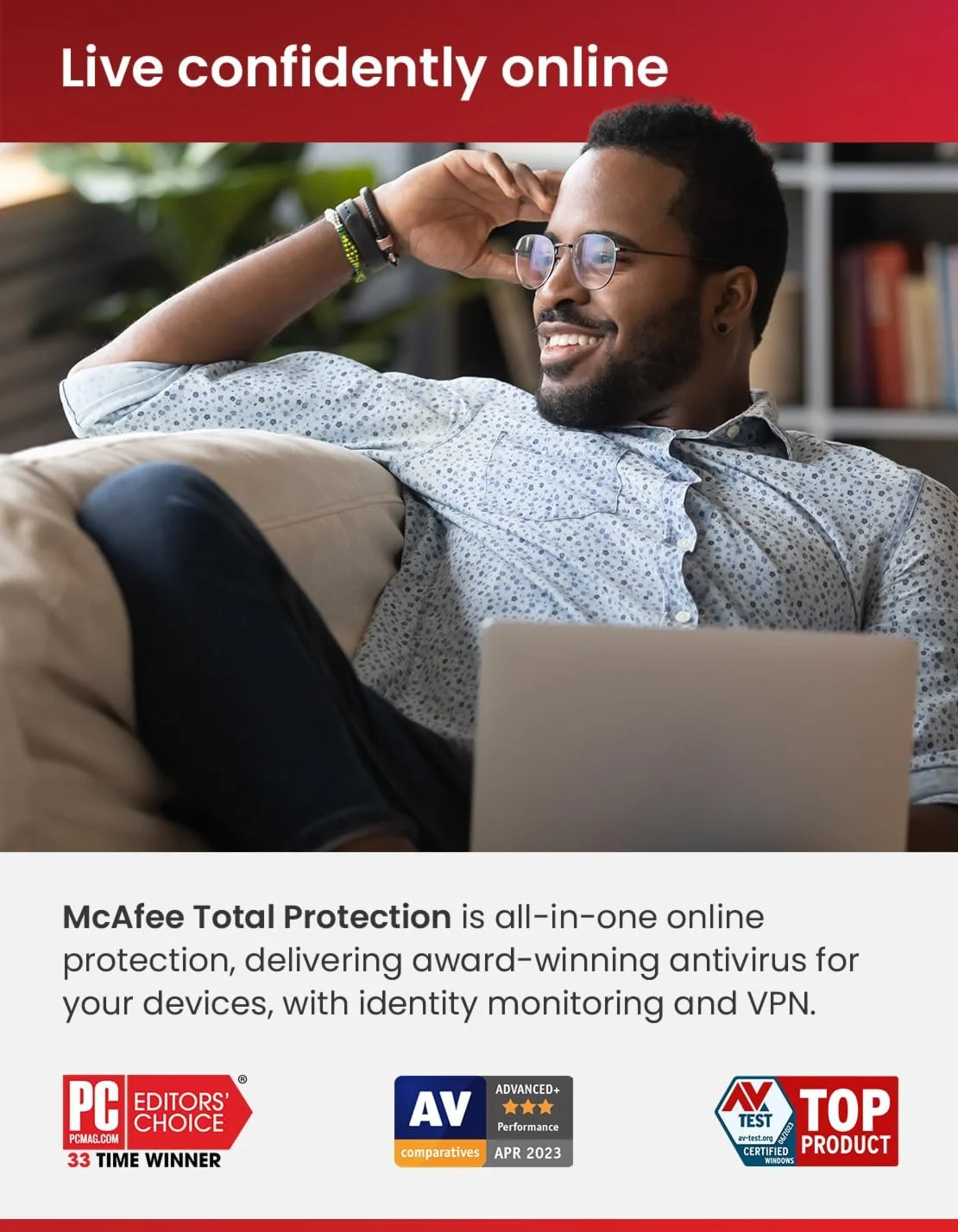 McAfee Total Protection 2025 Antivirus 2 Years 1 Device