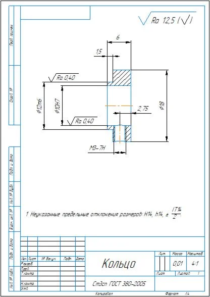 Drawing of a ring detail in the compass program
