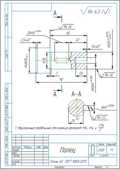 Drawing of a finger detail in the compass program