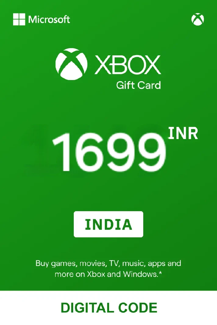 🇮🇳 XBOX LIVE GIFT CARD 🎁 INDIA 1699 INR 🛍️