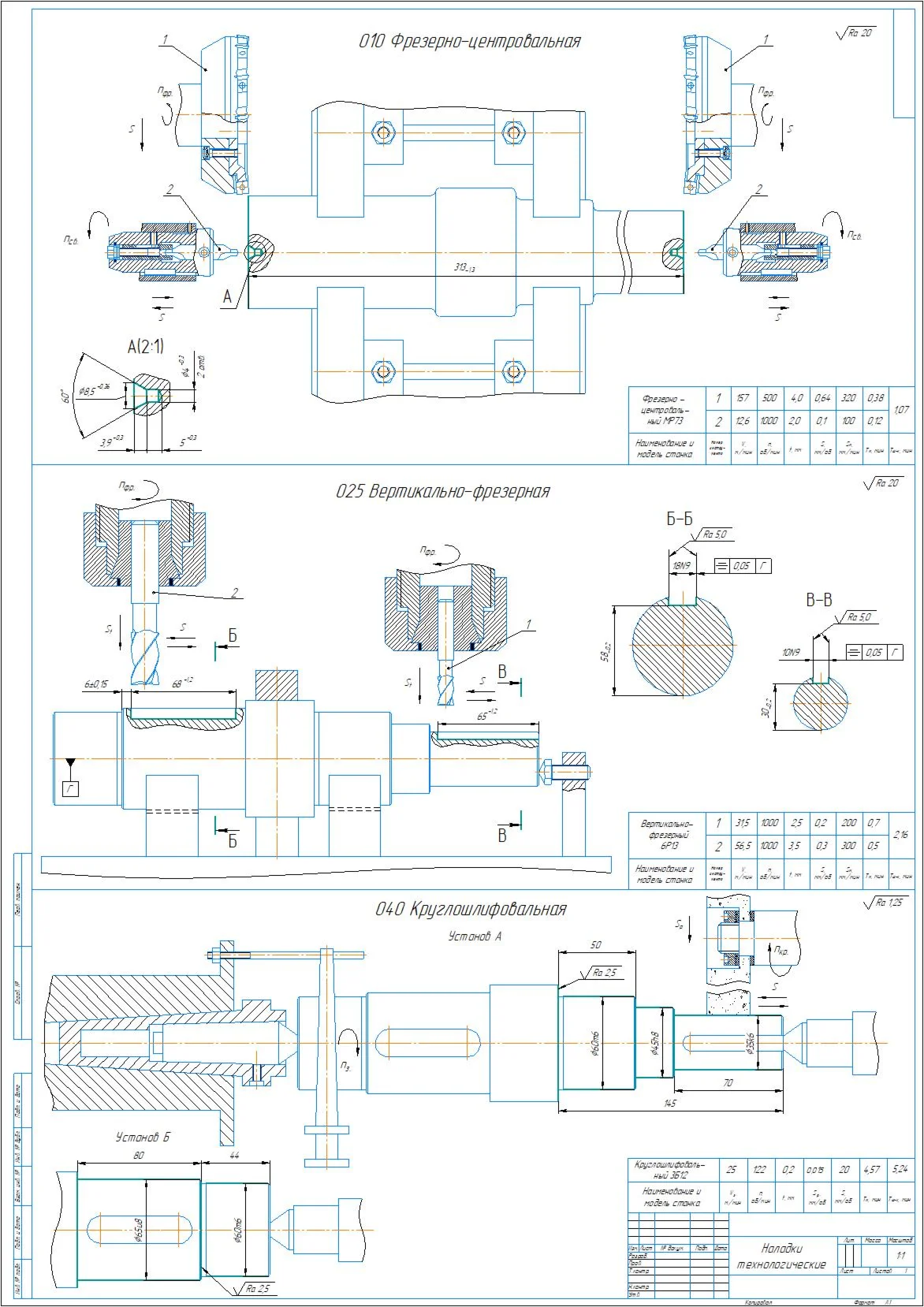 Technological adjustment drawing for the shaft in the c