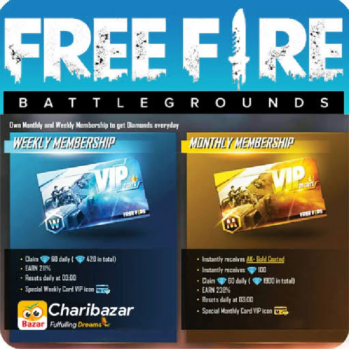 FREE FIRE TopUP/Week/Month/Evo Gun Pass (RU&CIS)