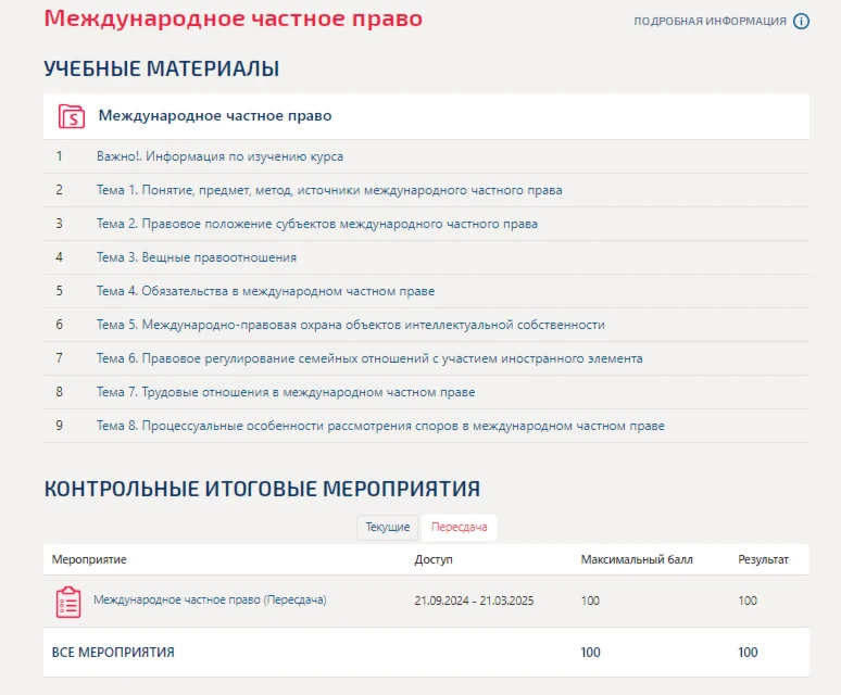 International Private Law. Test Synergy/MIT 2024
