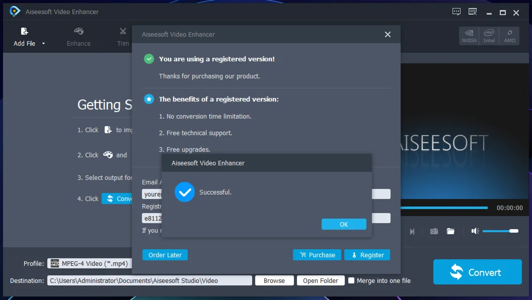 ✴️ Aiseesoft Video Enhancer 🔑 Код регистрации на 1 год