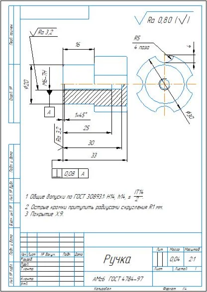 Drawing of the “Handle” part in the compass program