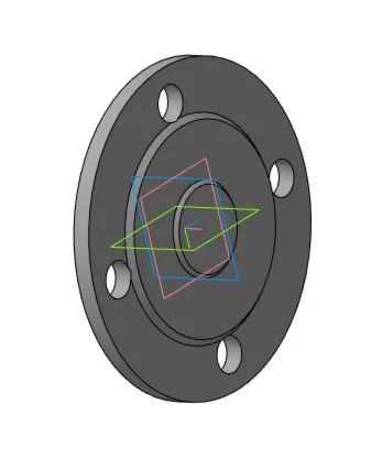 Part drawing of flange plug DN50 in compass