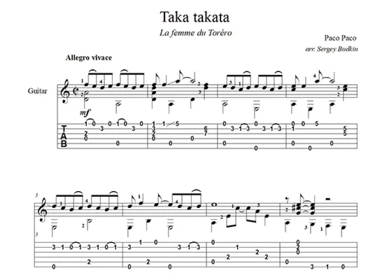 Taka takata (Joe Dassin) guitar notes