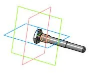 Drawing and 3D model of the part of the hinge axis in t