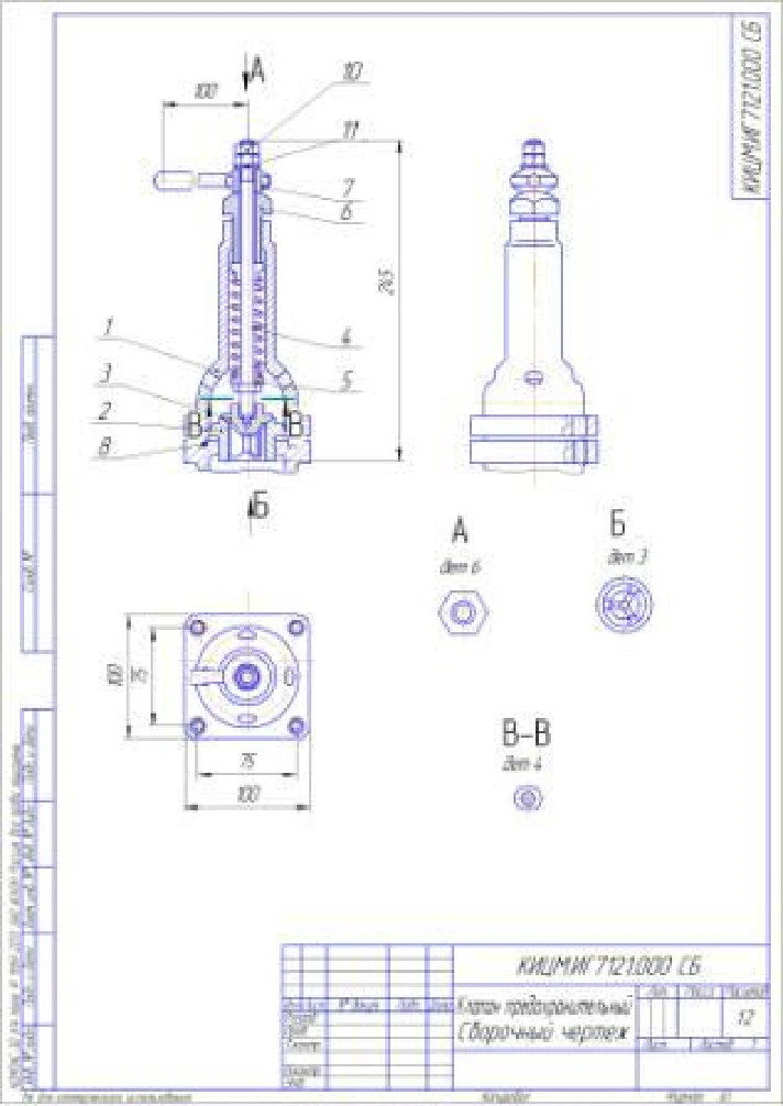 Safety valve assembly drawings and specifications