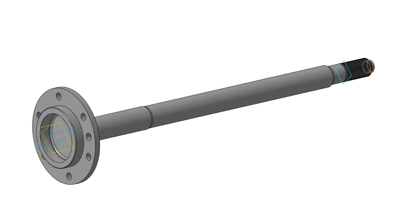 Drawing and 3D model of the VAZ2106 rear axle axle shaf