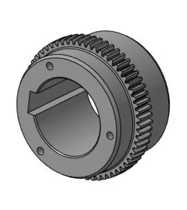 Drawing and 3D model of toothed bushing 1842.00.00.002-
