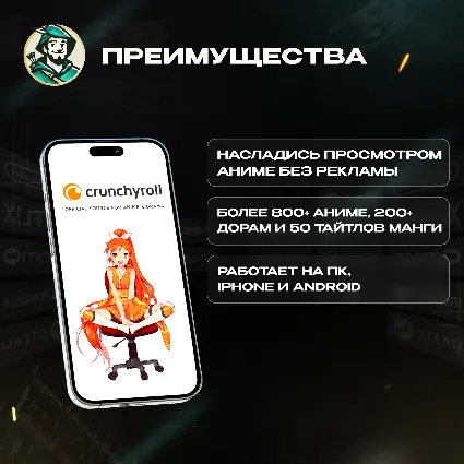 🔥КЛЮЧ 30 ДНЕЙ CRUNCHYROLL MEGA FAN PREMIUM🧸РФ/ГЛОБАЛ