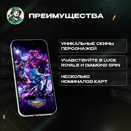 АЛМАЗЫ MOBILE LEGENDS: BANG BANG 55-6012 КОД РФ+МИР