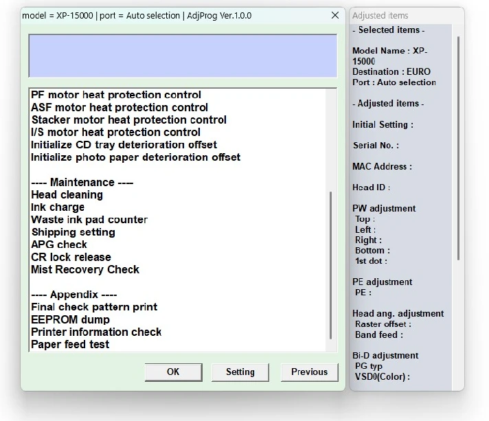 EPSON AdjProg Reset Epson XP-15000