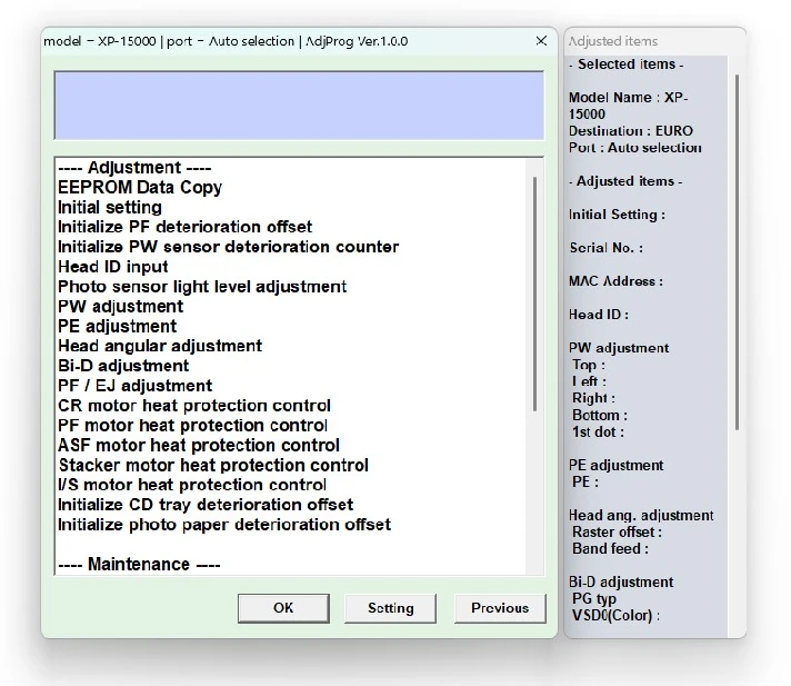 EPSON AdjProg Reset Epson XP-15000