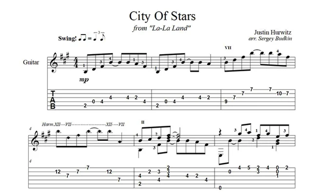 City Of Stars (La-La-Land) guitar notes