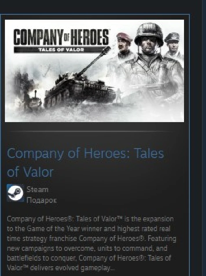 Company of Heroes: Tales of Valor STEAM GIFT REG FREE