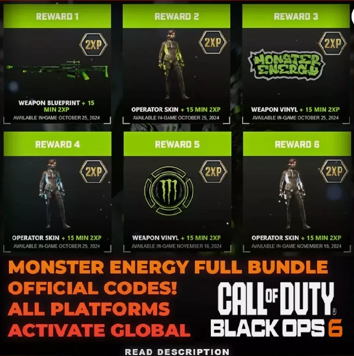 🌸🔴KEY🔑 MONSTER ENERGY CoD BLACKOPS 6 \ 6 🔴🌸