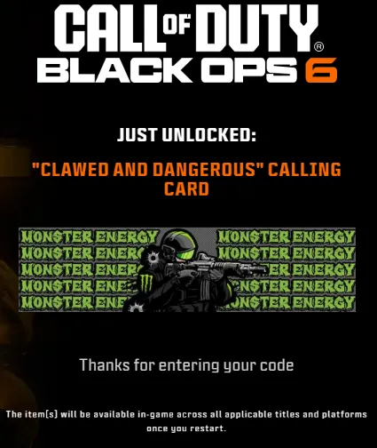 🔑 Clawed and Dangerous” Calling Card | MONSTER ENERGY