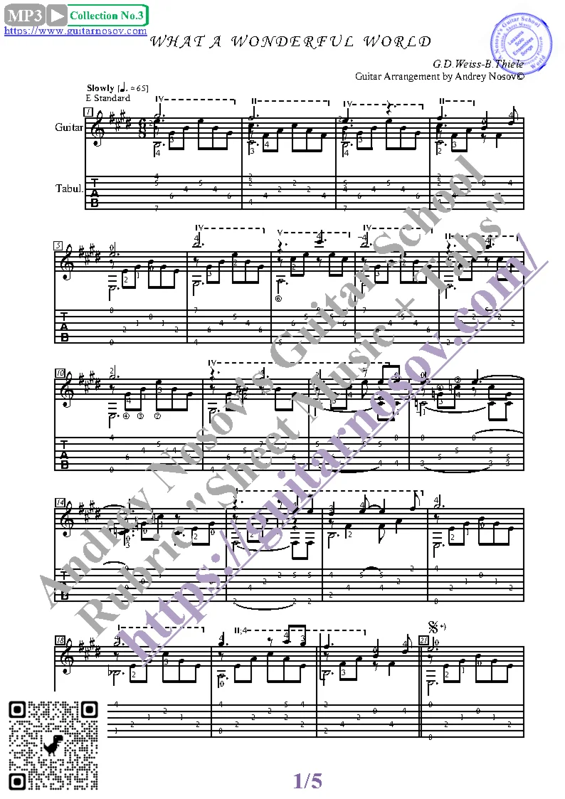 What a Wonderful World (Ноты, табы, гитара соло)