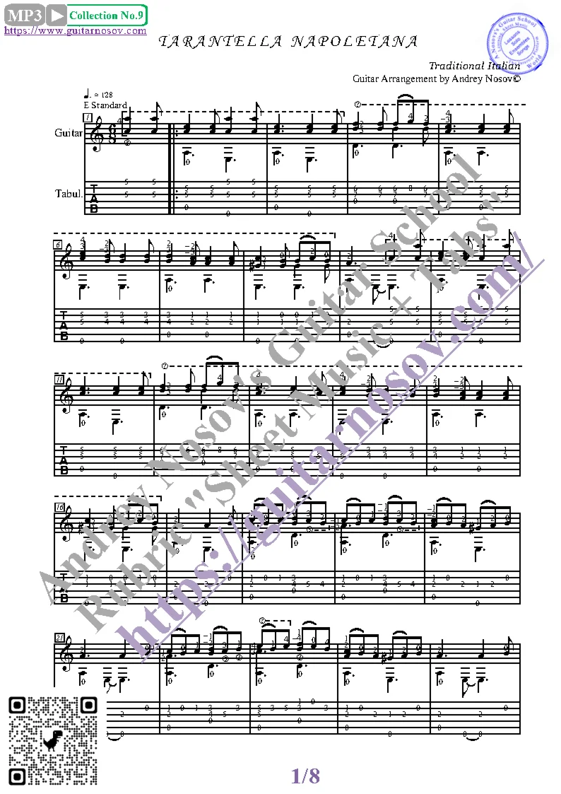 Тарантелла Неаполитанская (Ноты и табы для гитары соло)