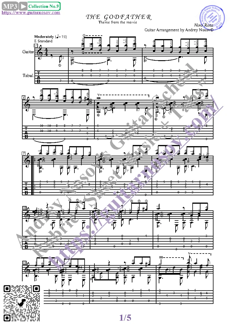 Крёстный отец (Ноты и табы для гитары соло)