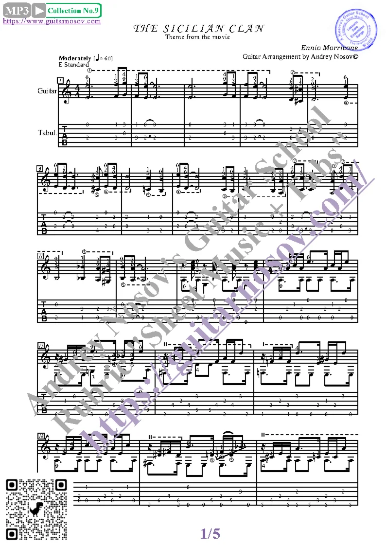 Сицилийский клан (Ноты и табы для гитары соло)