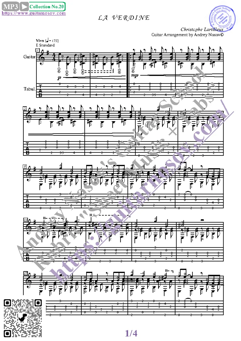 La Verdine (Ноты и табы для гитары соло)