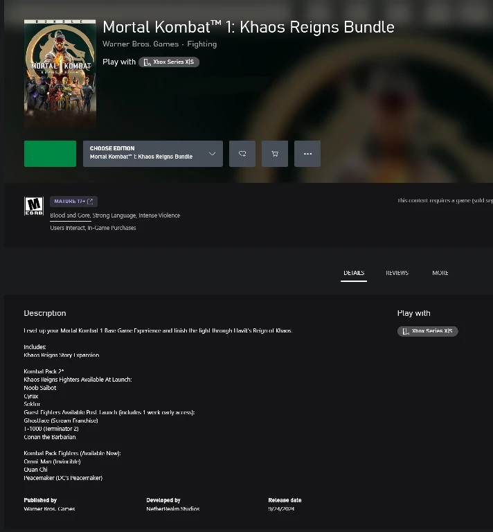 ❗MORTAL KOMBAT 1: KHAOS REIGNS BUNDLE❗XBOX X|S🔑KEY