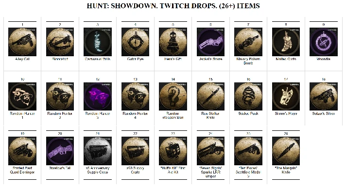 🔥HUNT: SHOWDOWN✦TWITCH DROPS✦SKINS✦3 RANDOM HUNTERS 🎁