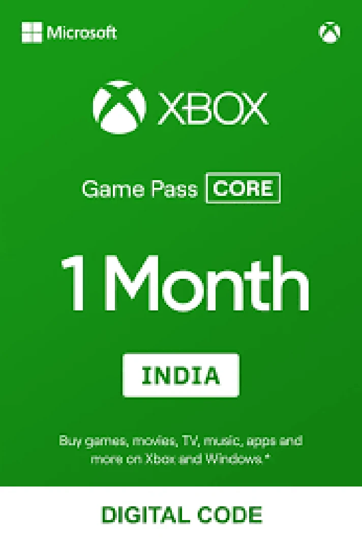 Xbox Game Pass Core - 1 month 🔵[XBOX ONE, X|S/🌍INDIA)