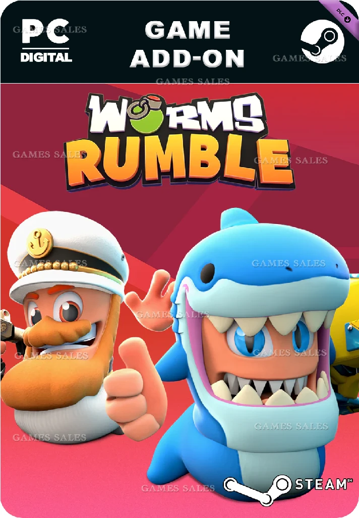 ✅💙WORMS RUMBLE - CAPTAIN & SHARK DOUBLE PACK💙STEAM