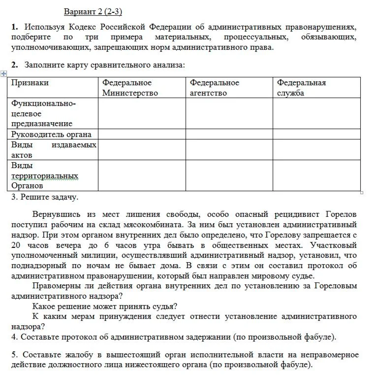 ТюмГУ Административное право Вариант 2 ТГУ контрольная