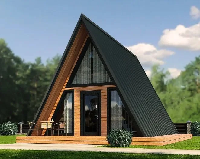Прoeкт дома: каркасного дома A-FRAME 6х6 + 2м тераcс