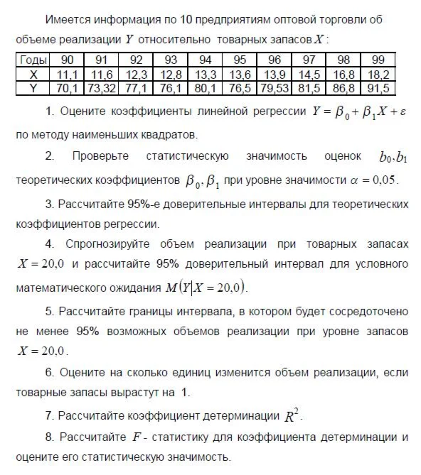 ТюмГУ Эконометрика Вариант 9 контрольная