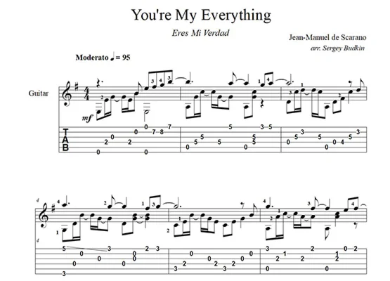 You're My Everything (Eres Mi Verdad) ноты для гитары