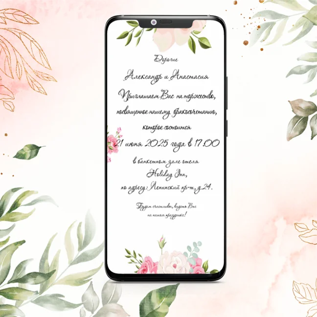 Анимированное видео  приглашения на свадьбу №0002