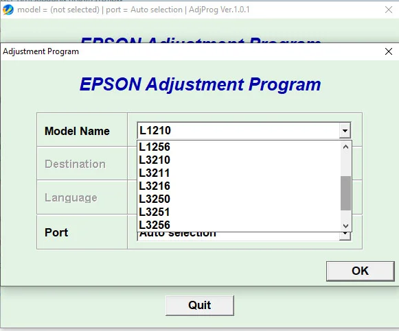 Сброс Epson L1210 L3210 L3250 L3251 L5290