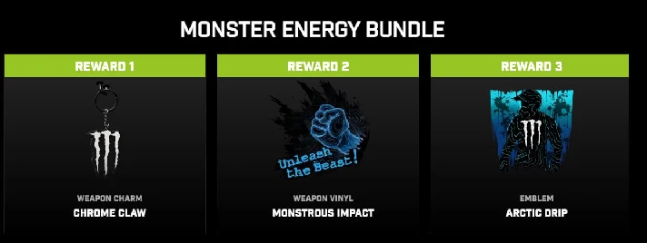 MONSTER ENERGY BUNDLE✅ CLAW+EMBLEM ✅ CoD MW3+WARZONE 🔥