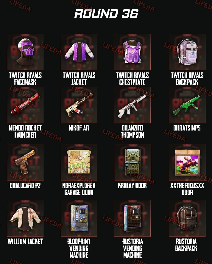 🔥 RUST SKINS✦TWITCH DROPS✦Round 36✦ 16 ITEMS + GIFT 🎁