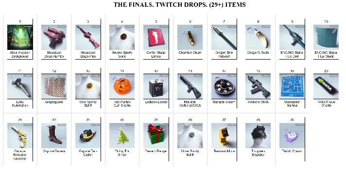 🔥 THE FINALS ✦ TWITCH DROPS ✦ 29+ SKINS / ITEMS + 🎁