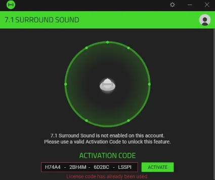 🔑 Ключ активации Razer 7.1 Surround sound 🎧